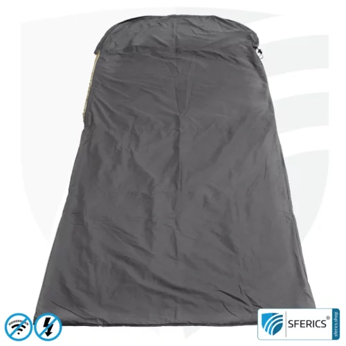 Abschirmender Schlafsack Elektrosmog PRO im Set | Mobiler Strahlenschutz gegen WLAN, Handy, LTE, 5G, ... mit Wirkungsgrad über 99,99 % (42 dB) | NF erdbar 26 Abschirmender Schlafsack Elektrosmog PRO | Mobiler Strahlenschutz gegen WLAN, Handy, LTE, 5G, ... mit Wirkungsgrad über 99,99 % (42 dB) | frei stehend, ohne Deckenaufhängung | NF erdbar