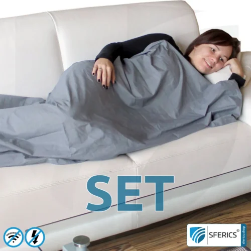 Abschirmende Decke im Set | Mobiler Strahlenschutz gegen WLAN, Handy, LTE, 5G, ... mit Wirkungsgrad über 99,99 % (42 dB) | NF erdbar