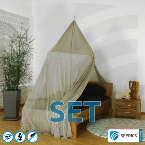 Abschirmender Baldachin Elektrosmog ULTRA im Set | EINZELBETT PYRAMIDE | Maximale Abschirmung EMF mit über 99,99 % (48 dB) | Erdbar NF | SFERICS® invest4life Programm | Wirkungsvoll gegen 5G! 6 Abschirmender Baldachin Elektrosmog PRO im Set | EINZELBETT PYRAMIDE | Abschirmung Funk über 99,99 % (48 dB). Erdbar. Wirkungsvoll gegen 5G!