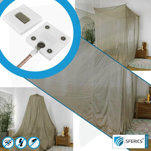 Individuelle Erweiterung vom Baldachin Elektrosmog BUDGET | Aktivierung der Erdung NF des Baldachins | Rundum Abschirmung Elektrosmog HF