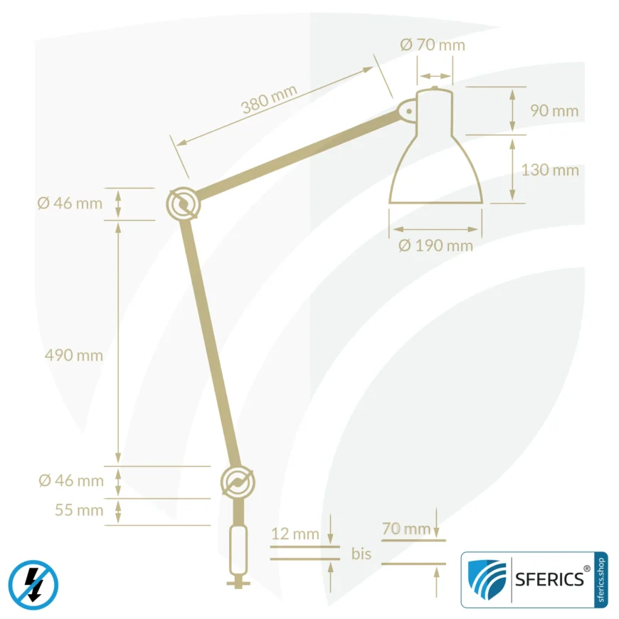 Geschirmte Lampe | Schreibtischlampe für den hellen Arbeitplatz oder als geniale Werklampe | E27 Fassung