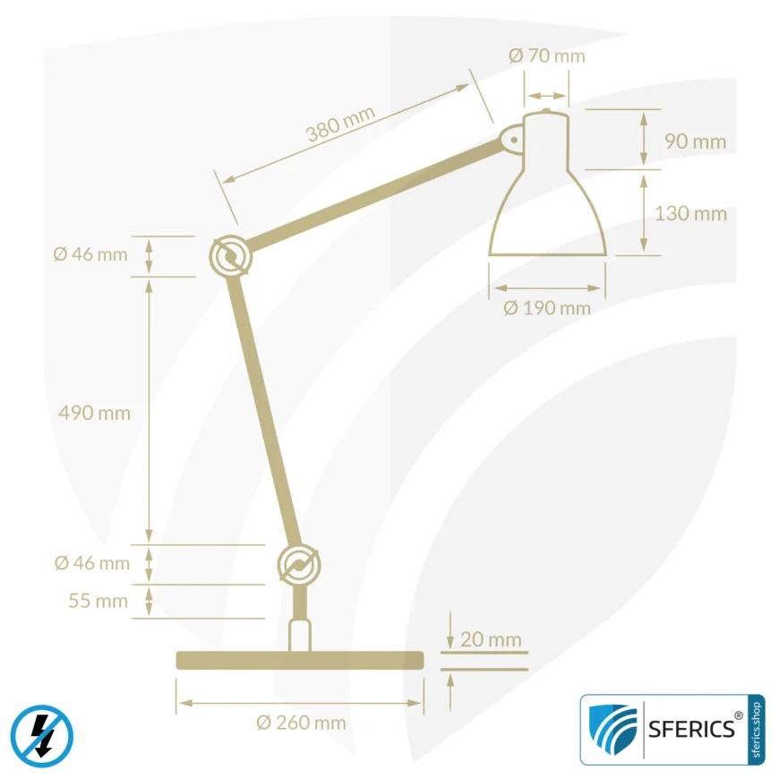 Geschirmte Lampe | Schreibtischlampe für den hellen Arbeitplatz oder als geniale Werklampe | E27 Fassung