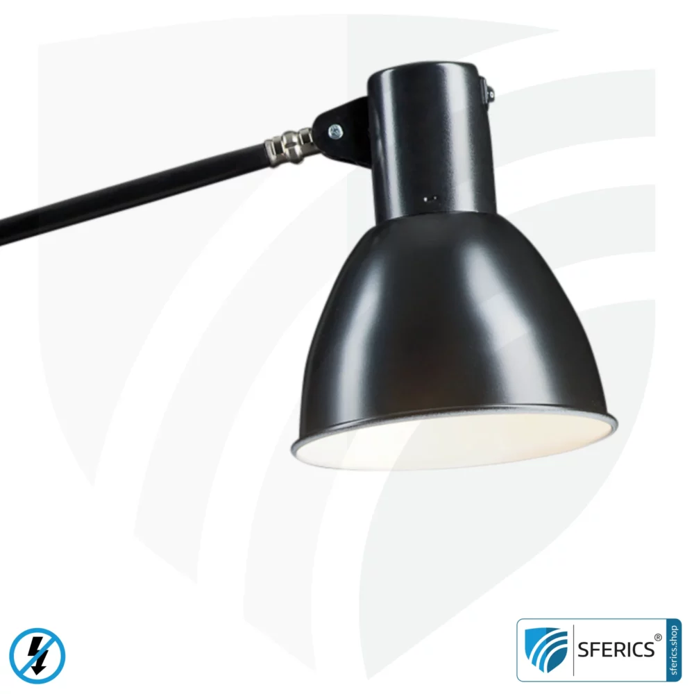 Geschirmte Lampe im Design SCHWARZ | Schreibtischlampe für den hellen Arbeitplatz oder als geniale Werklampe | E27 Fassung