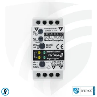 Netzabkoppler Ultima 8 | für Standbygeräte wie z.B. Rolladensteuerungen | inklusive Prüf-LED, Netzfilter x25 und Grundlastwiderstand