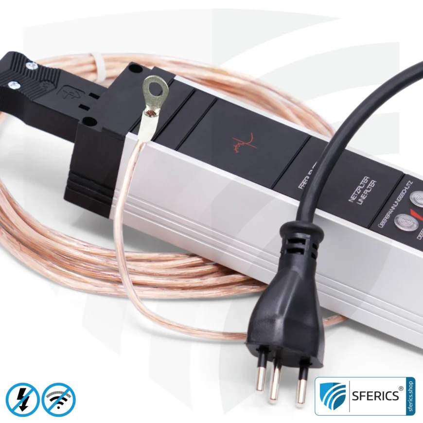 Powerline Filter für erdbaren Baldachin, Zelt und Schlafsack | Schirmungsbereich von 2 bis 68 MHz | Dämpfung von Powerline (PLC / DLAN) Frequenzen aus dem Erdungskabel
