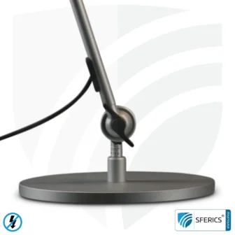 Tischfuss Fixierung der geschirmten Lampe für Schreibtisch, Arbeitsplatz oder Werkstatt | Design SILBER.