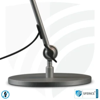 Tischfuss Fixierung der geschirmten Lampe für Schreibtisch, Arbeitsplatz oder Werkstatt | Design SILBER.
