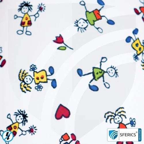 Geschirmte Tischlampe aus Buchenholz | Lampenschirm KINDER aus Baumwollgewebe | E27 Fassung.