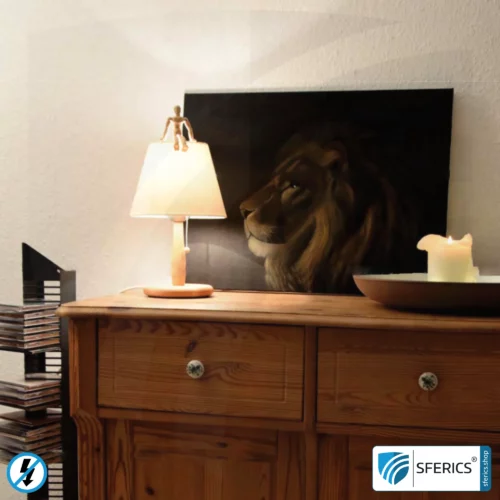 Geschirmte Tischlampe aus Buchenholz | Lampenschirm KINDER aus Baumwollgewebe | E27 Fassung