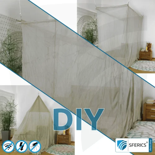 Abschirmender Baldachin Elektrosmog PRO | DIY für den EMF Profi | Abschirmung EMF über 99,99 % (48 dB bei 1 GHz) | Erdbar