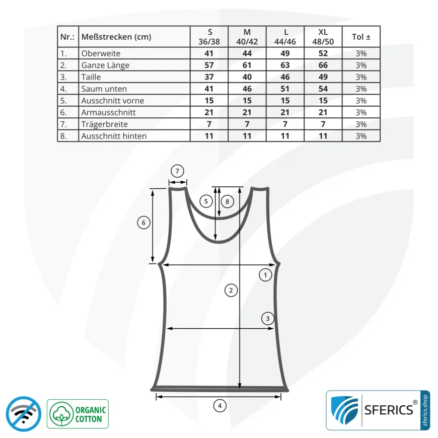 Abschirmendes ANTIWAVE Tank-Top für Damen | Schutz bis zu 30 dB vor HF Elektrosmog (Handy, WLAN, LTE) | Ideal für elektrosensible Menschen