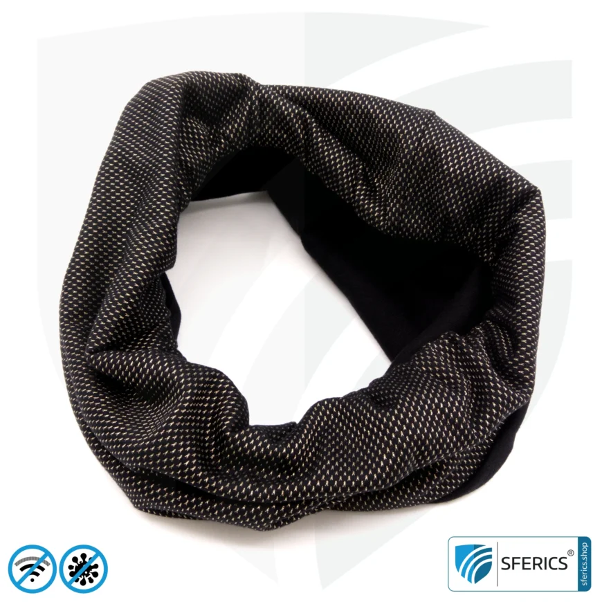 ANTIWAVE abschirmender, elastischer Schlauchschal Scarf | Schutz vor Elektrosmog HF mit Wirkungsgrad bis 99,9 % | Abschirmstoff mit Silber für antibakterielle Wirkung durch Silberionen.