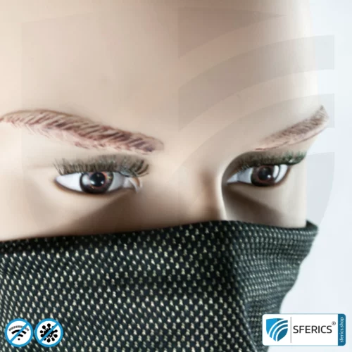 ANTIWAVE abschirmender, elastischer Schlauchschal Scarf | Schutz vor Elektrosmog HF mit Wirkungsgrad bis 99,9 % | Abschirmstoff mit Silber für antibakterielle Wirkung durch Silberionen.