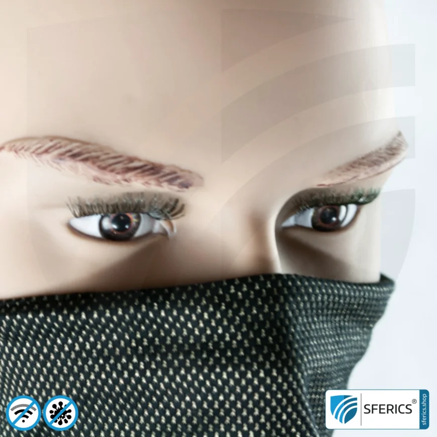 ANTIWAVE abschirmender, elastischer Schlauchschal Scarf | Schutz vor Elektrosmog HF mit Wirkungsgrad bis 99,9 % | Abschirmstoff mit Silber für antibakterielle Wirkung durch Silberionen.
