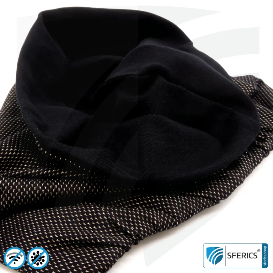 ANTIWAVE abschirmender, elastischer Schlauchschal Scarf | Schutz vor Elektrosmog HF mit Wirkungsgrad bis 99,9 % | Abschirmstoff mit Silber für antibakterielle Wirkung durch Silberionen.