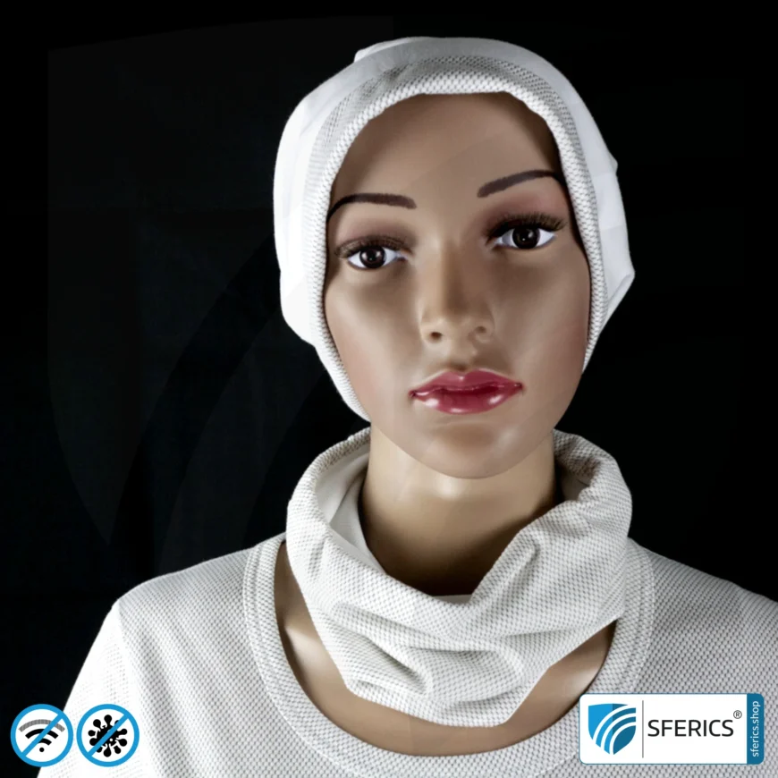 ANTIWAVE abschirmender, elastischer Schlauchschal Scarf | Schutz vor Elektrosmog HF mit Wirkungsgrad bis 99,9 % | Abschirmstoff mit Silber für antibakterielle Wirkung durch Silberionen