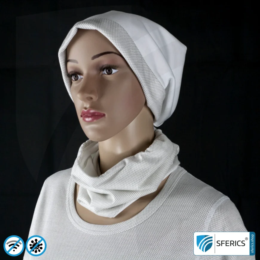 ANTIWAVE abschirmender, elastischer Schlauchschal Scarf | Schutz vor Elektrosmog HF mit Wirkungsgrad bis 99,9 % | Abschirmstoff mit Silber für antibakterielle Wirkung durch Silberionen