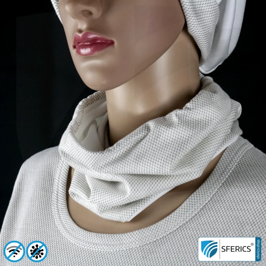 ANTIWAVE abschirmender, elastischer Schlauchschal Scarf | Schutz vor Elektrosmog HF mit Wirkungsgrad bis 99,9 % | Abschirmstoff mit Silber für antibakterielle Wirkung durch Silberionen