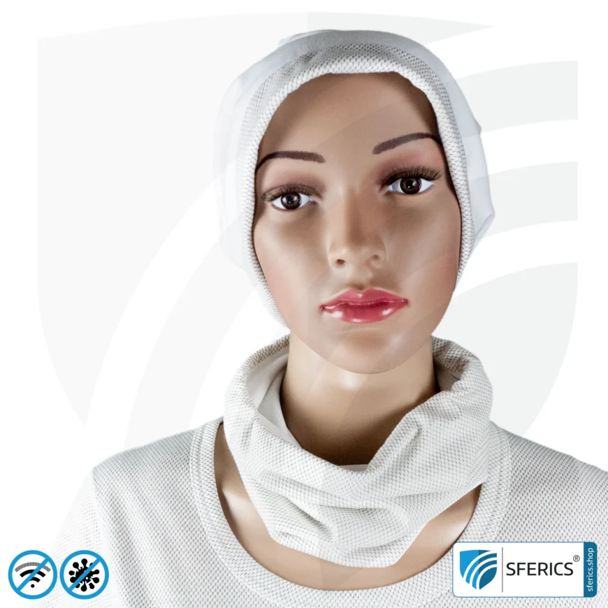 ANTIWAVE abschirmender, elastischer Schlauchschal Scarf | Schutz vor Elektrosmog HF mit Wirkungsgrad bis 99,9 % | Abschirmstoff mit Silber für antibakterielle Wirkung durch Silberionen