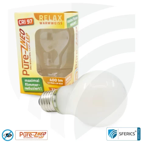 4,2 Watt LED Filament Pure-Z NEO | Hell wie 38 Watt, 400 Lumen | CRI 97 | flimmerfrei | warmweiß | E27 | matt