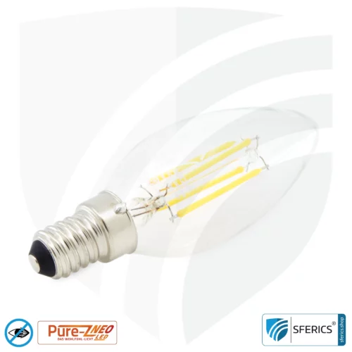 4 Watt LED Filament Kerze Pure-Z NEO | Hell wie 38 Watt, 400 Lumen | CRI 97 | flimmerfrei | warmweiß | E14