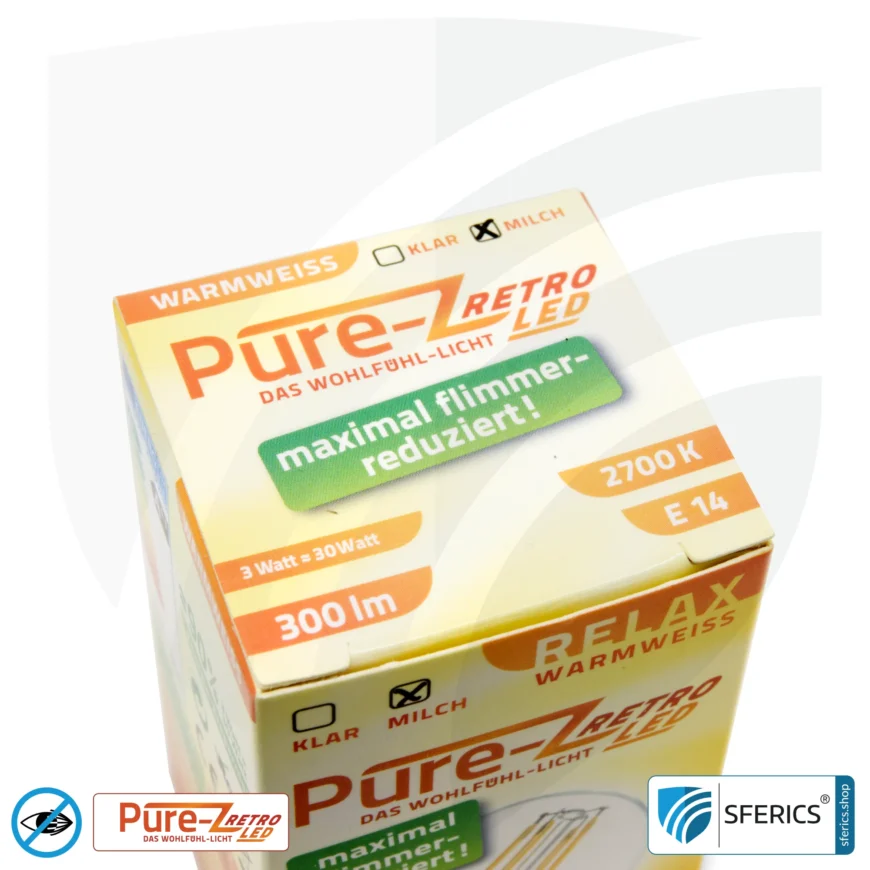3 Watt LED Filament Pure-Z Retro | Hell wie 30 Watt, 300 Lumen | CRI >90 | flimmerfrei | warmweiß | E14 – Bild 7