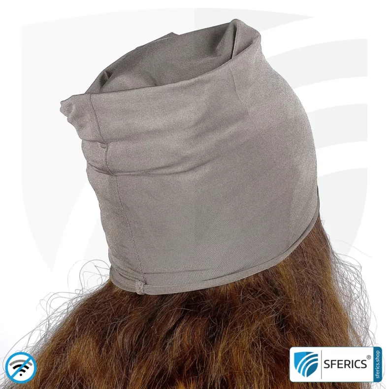 Abschirmender Kopfschutz, dehnbares Kopftuch bzw. Headgear | Schutz bis 51 dB vor HF Elektrosmog (Handy, WLAN, LTE) | Wirkungsvoll gegen 5G!