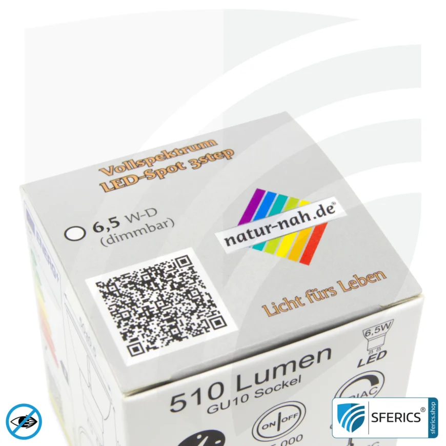 6,5 Watt LED Spot Vollspektrum 3step | Dimmbar mit LED Dimmer | Hell wie 35 Watt, 510 Lumen | CRI über 93 | flimmerfrei | Tageslicht | GU10 | Business Qualität
