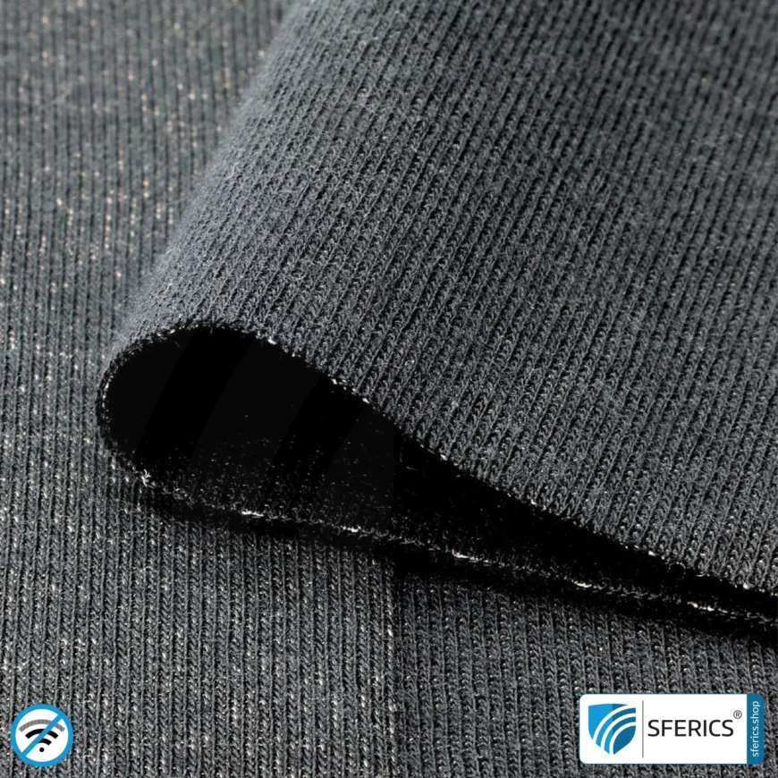 BLACK-JERSEY Abschirmstoff | ideal zur Herstellung von Bekleidung, Schlafhülle, usw. | HF Schirmdämpfung gegen Elektrosmog bis zu 40 dB | mobiler Schutz gegen Handystrahlung | 5G ready!