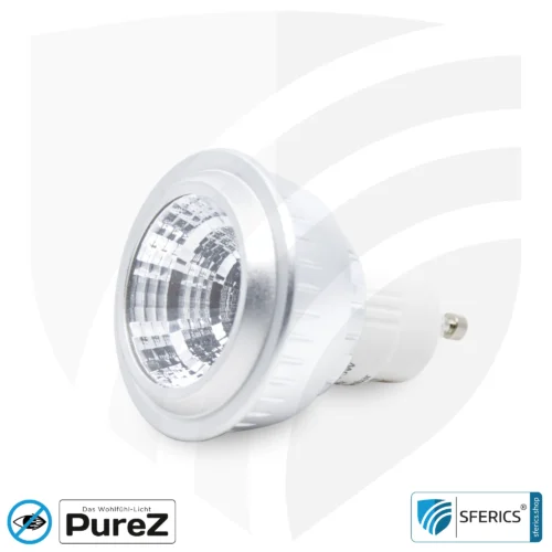 6 Watt LED Spot Pure-Z NEO | Hell wie 40 Watt, 480 Lumen | CRI 97 | flimmerfrei | warmweiß | GU10 12 6 Watt LED Spot Pure-Z NEO | Hell wie 40 Watt, 480 Lumen | CRI 97 | flimmerfrei | warmweiß | GU10