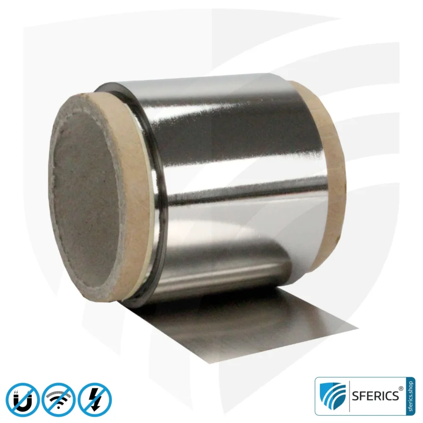 Magnetfeld Abschirmfolie MCF5 | Breite 5 cm | Schirmdämpfung magnetischer Wechselfelder mit 30 dB und Funkstrahlung HF bei 70 dB und höher | Wirkungsvoll gegen 5G!