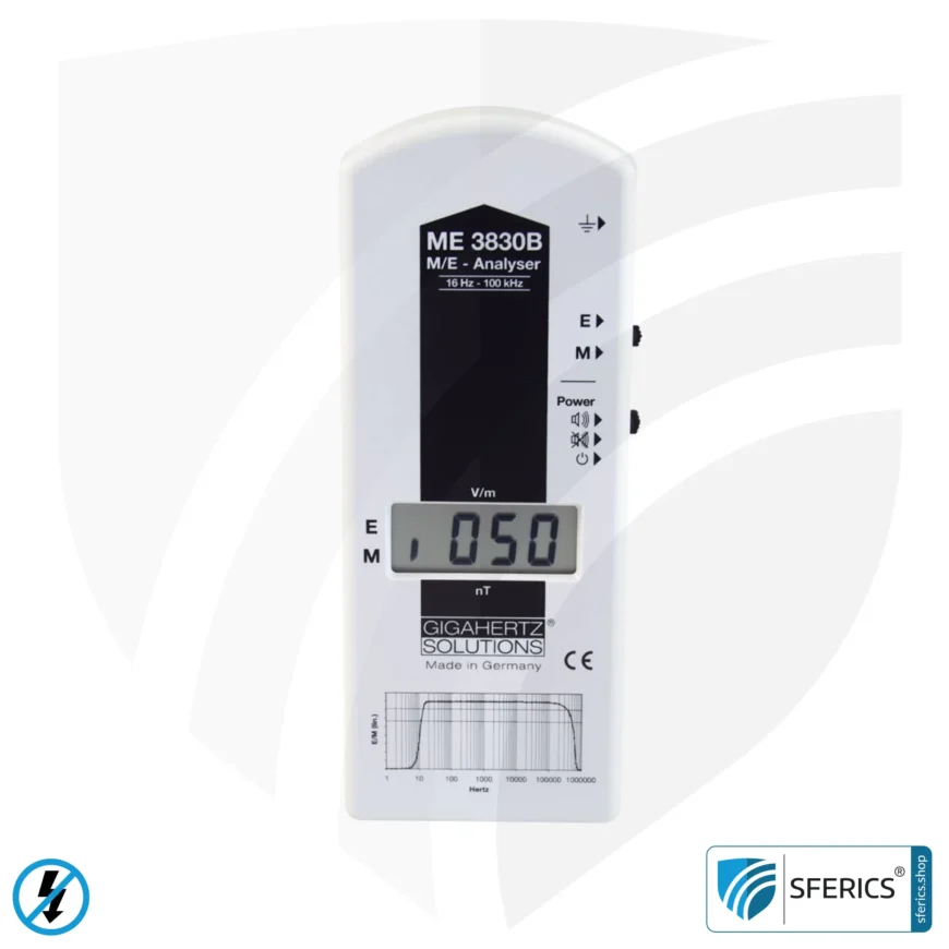 NF Analyser ME3830B | Potentialfreies Niederfrequenz Messgerät für Elektrosmog | Erkennung elektrischer Wechselfelder und Magnetfelder | Messbereich 16 Hz bis 100 kHz