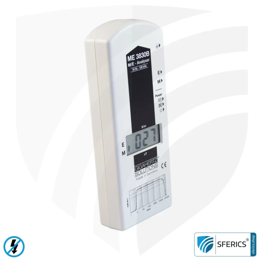 NF Analyser ME3830B | Potentialfreies Niederfrequenz Messgerät für Elektrosmog | Erkennung elektrischer Wechselfelder und Magnetfelder | Messbereich 16 Hz bis 100 kHz