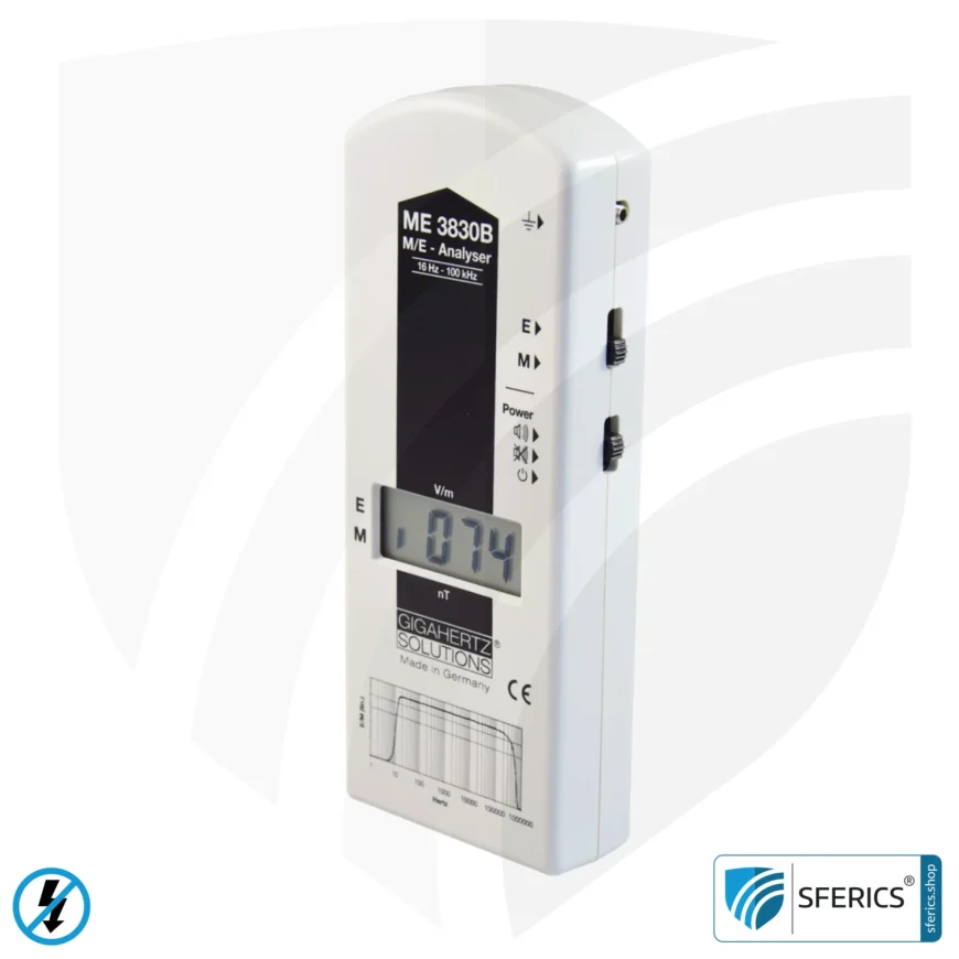 NF Analyser ME3830B | Potentialfreies Niederfrequenz Messgerät für Elektrosmog | Erkennung elektrischer Wechselfelder und Magnetfelder | Messbereich 16 Hz bis 100 kHz