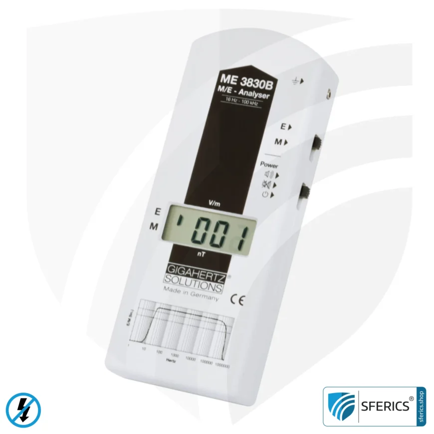 NF Analyser ME3830B | Potentialfreies Niederfrequenz Messgerät für Elektrosmog | Erkennung elektrischer Wechselfelder und Magnetfelder | Messbereich 16 Hz bis 100 kHz