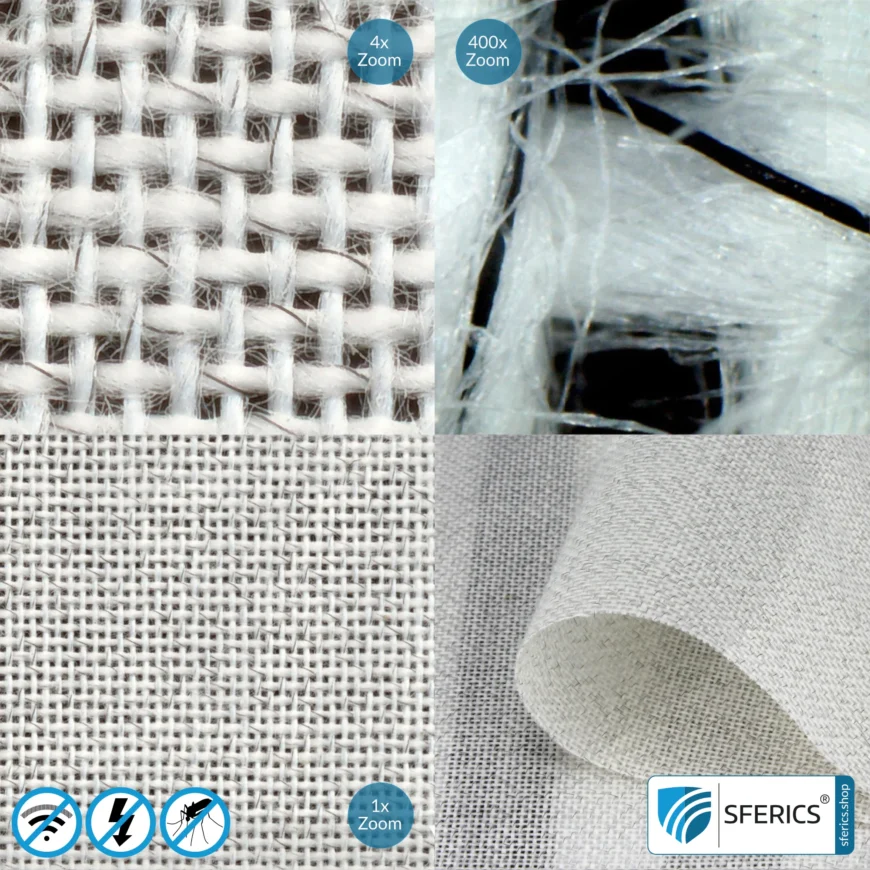 NATURELL ULTRA Abschirmstoff | ideal zur Herstellung von Vorhängen und Baldachinen | HF Schirmdämpfung gegen Elektrosmog bis zu 38 dB | Erdbar NF | 5G ready!