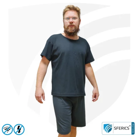 Abschirmendes T-Shirt | Schutz bis 40 dB vor HF Elektrosmog (Handy, WLAN, LTE) | strapazierfähig, aus Black-Jersey Abschirmstoff | 5G ready!