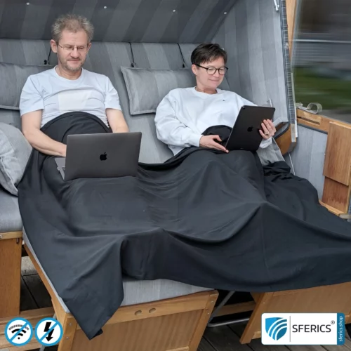 Abschirmende Decke, schwarz | kuschelig weich | Mobiler Strahlenschutz gegen WLAN, Handy, LTE, 5G, ... mit Wirkungsgrad bis 99,99 % (40 dB) | NF erdbar | 5G ready! 7 Abschirmende Decke, schwarz | kuschelig weich | Mobiler Strahlenschutz gegen WLAN, Handy, LTE, 5G, ... mit Wirkungsgrad bis 99,99 % (40 dB) | NF erdbar | Doppeldecke