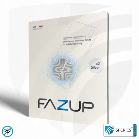 FAZUP Antennen Patch | SILBER | 2er Set DUO mit Preisvorteil | Innovative Technologie gegen Elektrosmog | Schützt vor unnötig hoher Bestrahlung durch's eigene Mobiltelefon