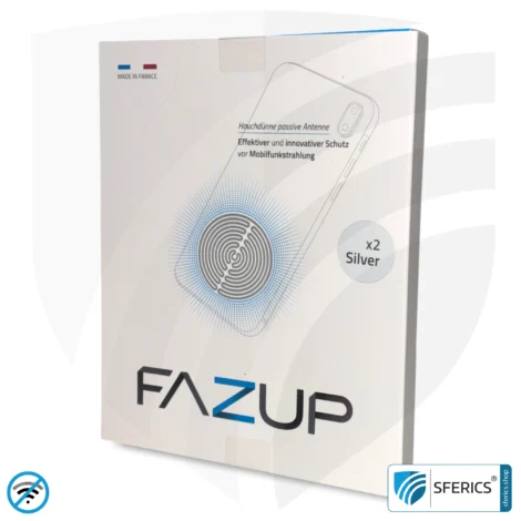 FAZUP Antennen Patch | SILBER | 2er Set DUO mit Preisvorteil | Innovative Technologie gegen Elektrosmog | Schützt vor unnötig hoher Bestrahlung durch's eigene Mobiltelefon