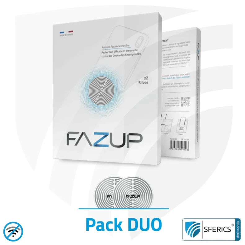 FAZUP Antennen Patch | SILBER | 2er Set DUO mit Preisvorteil | Innovative Technologie gegen Elektrosmog | Schützt vor unnötig hoher Bestrahlung durch's eigene Mobiltelefon