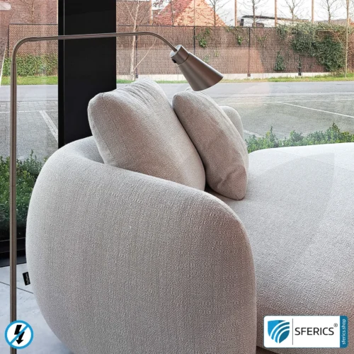 Geschirmte Stehleuchte AMSTERDAM | silber | modernes Design mit stylischen Elementen aus gebürstetem Stahl + Aluminium | Schlauchgelenke, in alle Richtungen drehbar | G9 Fassung 12 Geschirmte Stehleuchte AMSTERDAM | silber | modernes Design mit stylischen Elementen aus gebürstetem Stahl + Aluminium | Schlauchgelenke, in alle Richtungen drehbar | G9 Fassung