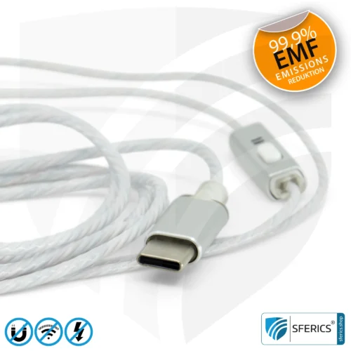 Strahlungsfreies SFERICS® ergonomisches In-Ear Stereo Kopfhörer | AirTube MINI mit USB C Stecker | Elektrosmog reduzierender Kopfhörer mit Luftkabel Technologie und leistungstarkem Mikrofon | weiss-silber (Kopie) 18 Luftkabel ergonomisch geformtes Stereo Headset mit Mikrofon | AirTube MINI | strahlungsfreie Technologie ohne Elektrosmog | weiss-silber | mit USB C Stecker für moderne Endgeräte