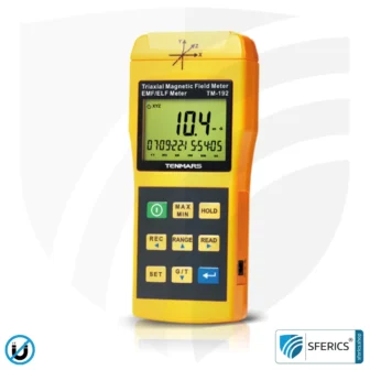 TENMARS TM-192 | Magnetfeld Messgerät| Dreiachsensensor (X/Y/Z), Frequenzbereich 30 - 2000 Hz, Anzeige im mG oder µT