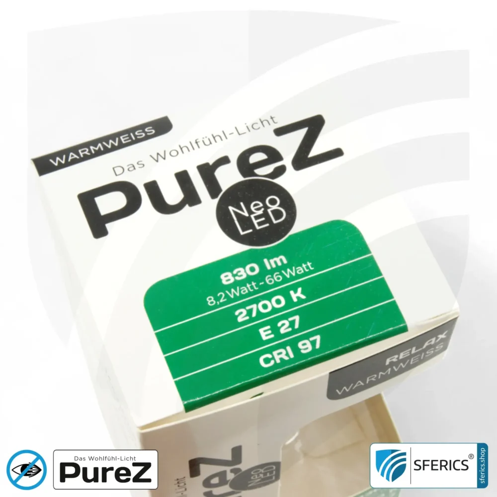 8,2 Watt LED Filament Pure-Z NEO | Hell wie 66 Watt, 830 Lumen | CRI 97 | flimmerfrei | warmweiß | E27 | matt