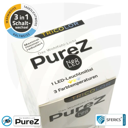 led tricolor pure z neo e27 box aufsicht biolicht sferics 2000