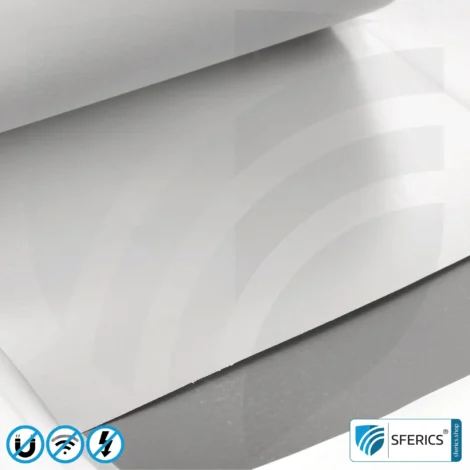 Magnetfeld Abschirmfolie M2A | sehr dünne, zweilagige Folie zur wirkungsvollen Magnetfeld Abschirmung | Aluminiumoberfläche für sehr hohe HF Schirmdämpfung | 21 cm Breite | erdbar