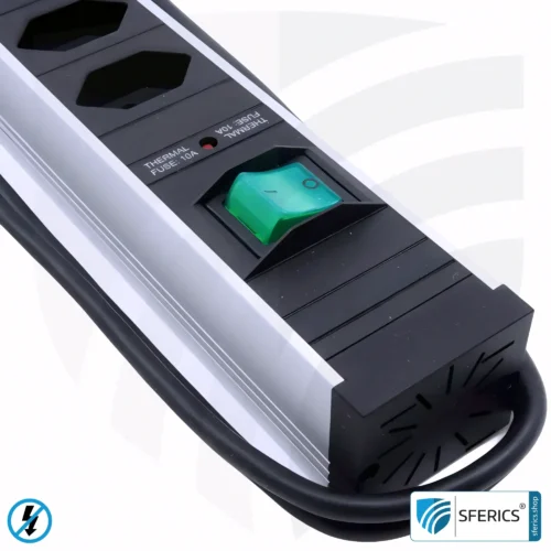 Steckdosenleiste 6-fach, geschirmt NF | mit Ein/Aus Schalter | Stecker-Typ J für die Schweiz, Liechtenstein, usw.