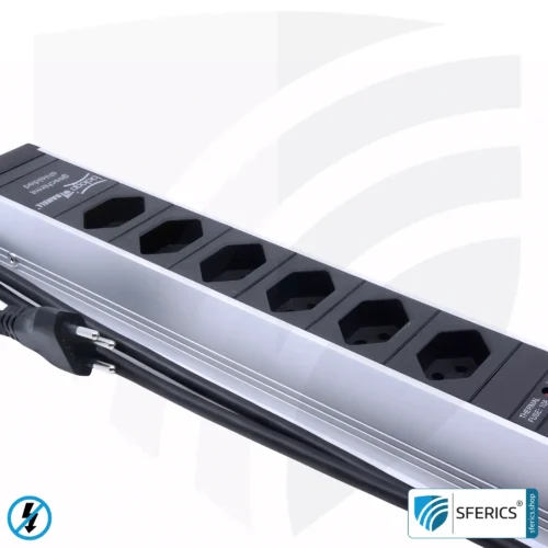 Steckdosenleiste 6-fach, geschirmt NF | mit Ein/Aus Schalter | Stecker-Typ J für die Schweiz, Liechtenstein, usw.